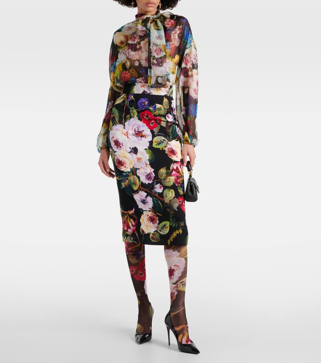Колготки из тюля с цветочным рисунком Dolce&Gabbana, цвет bloom fdo giallo — фото 2