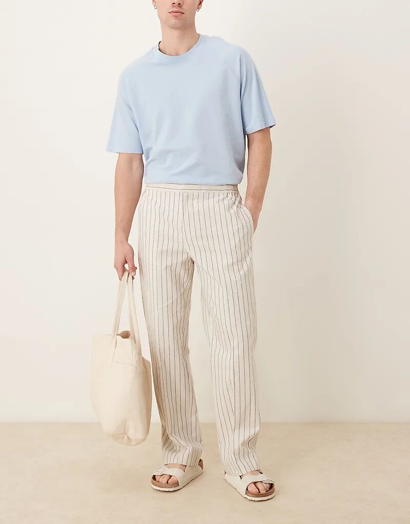 

Строгие брюки прямого кроя из хлопковой смеси ASOS DESIGN в белую тонкую полоску