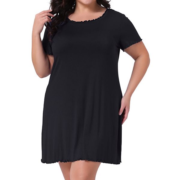 

Ночная сорочка Plus size с коротким рукавом и рюшами Agnes Orinda, Black