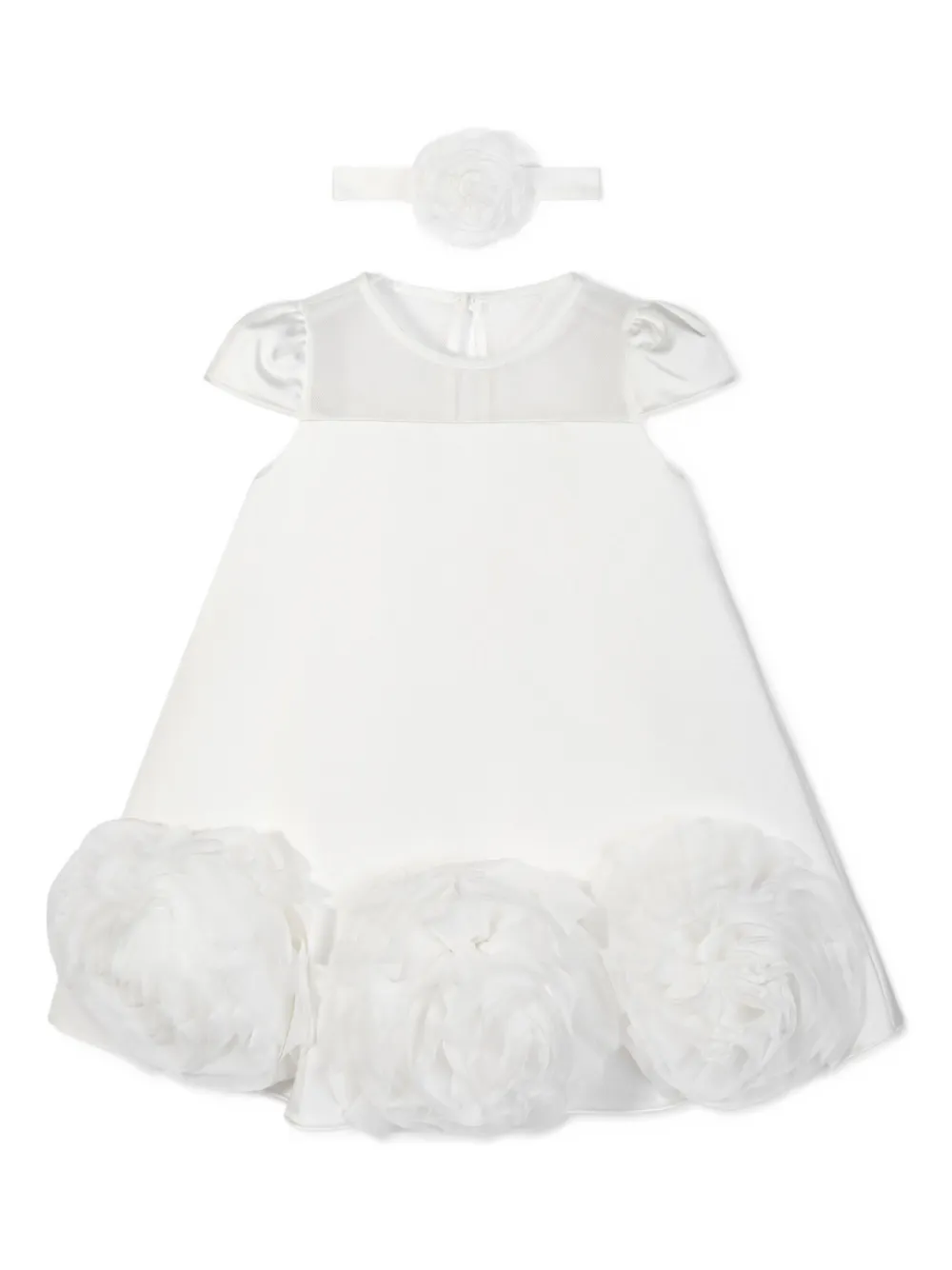 

Платье с сетчатыми вставками и оборками Dress & Fleur, белый