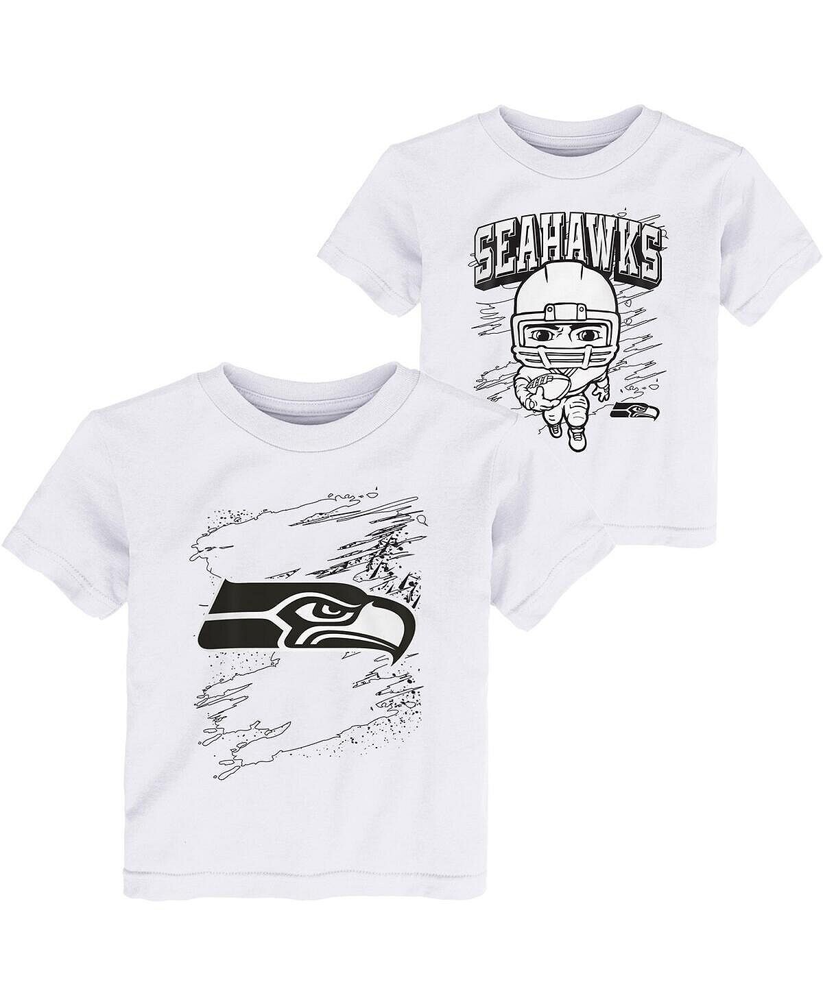 

Набор из двух белых футболок с раскраской для мальчиков для малышей Seattle Seahawks Outerstuff