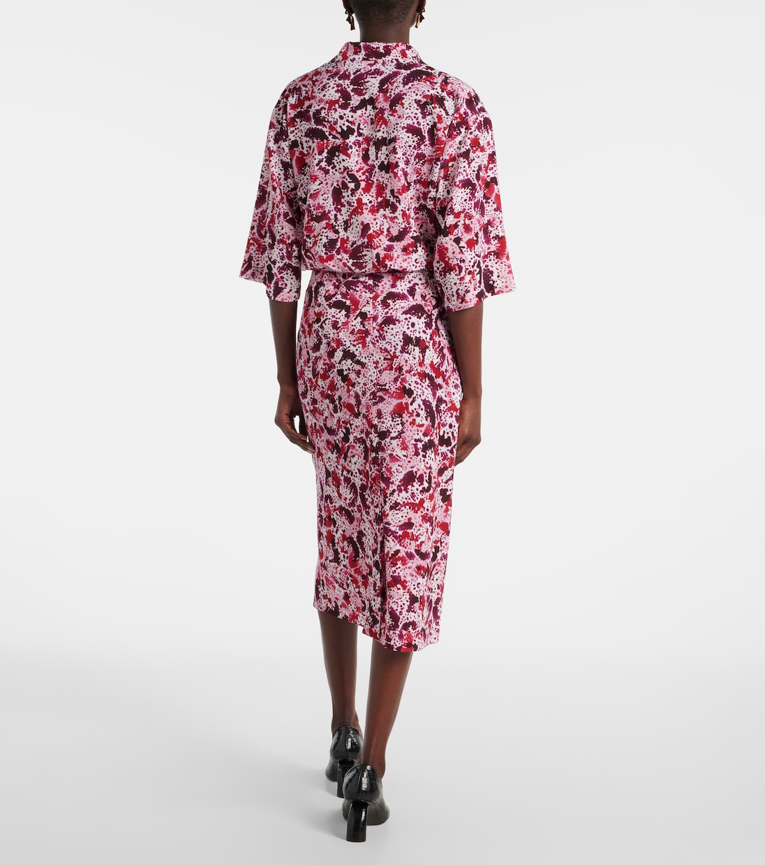 Юбка-карандаш с цветочным принтом Dries Van Noten, Fushcia — фото 3