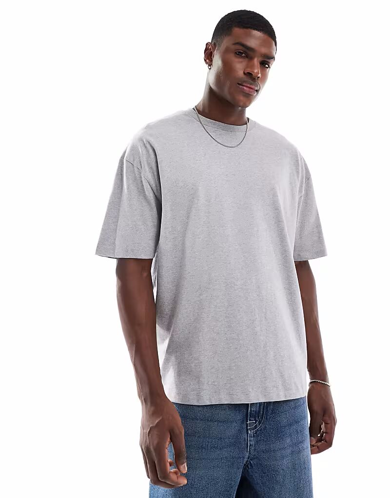 

Футболка оверсайз ASOS DESIGN Essential серого меланжевого цвета