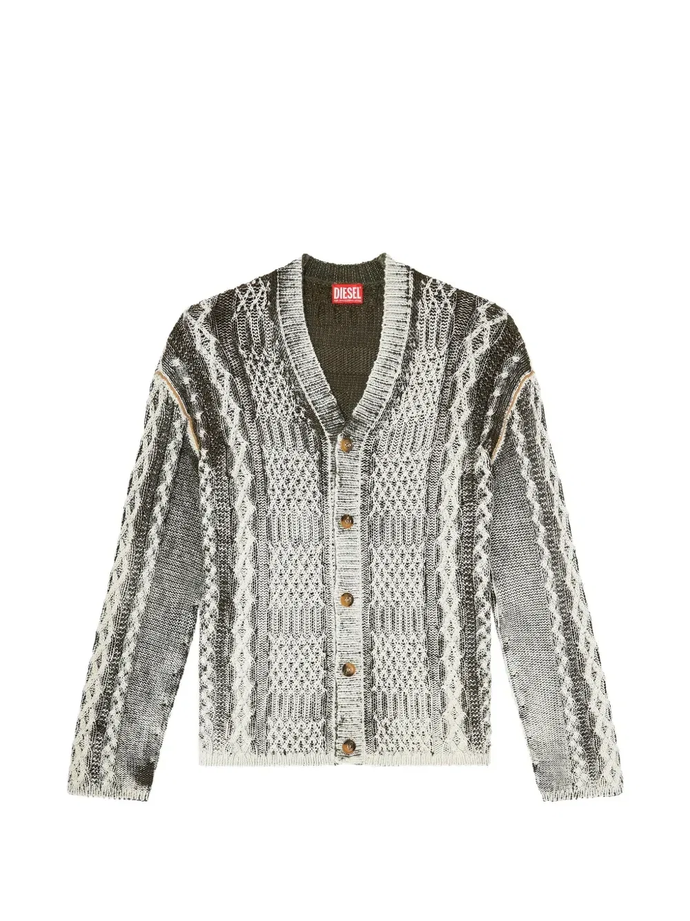 Кардиган фактурной вязки DIESEL, зеленый