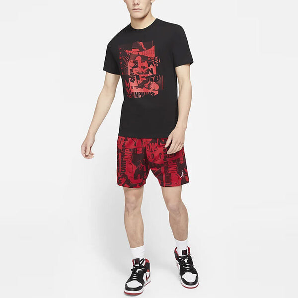 Футболка Air Jordan Jumpman Flight Basketball Sports Printing Round Neck Short Sleeve Black, черный — фото 3
