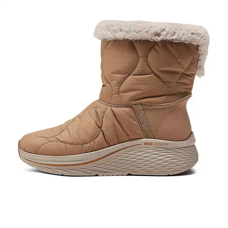 Зимние ботинки женские Skechers стеганые на платформе, коричневый