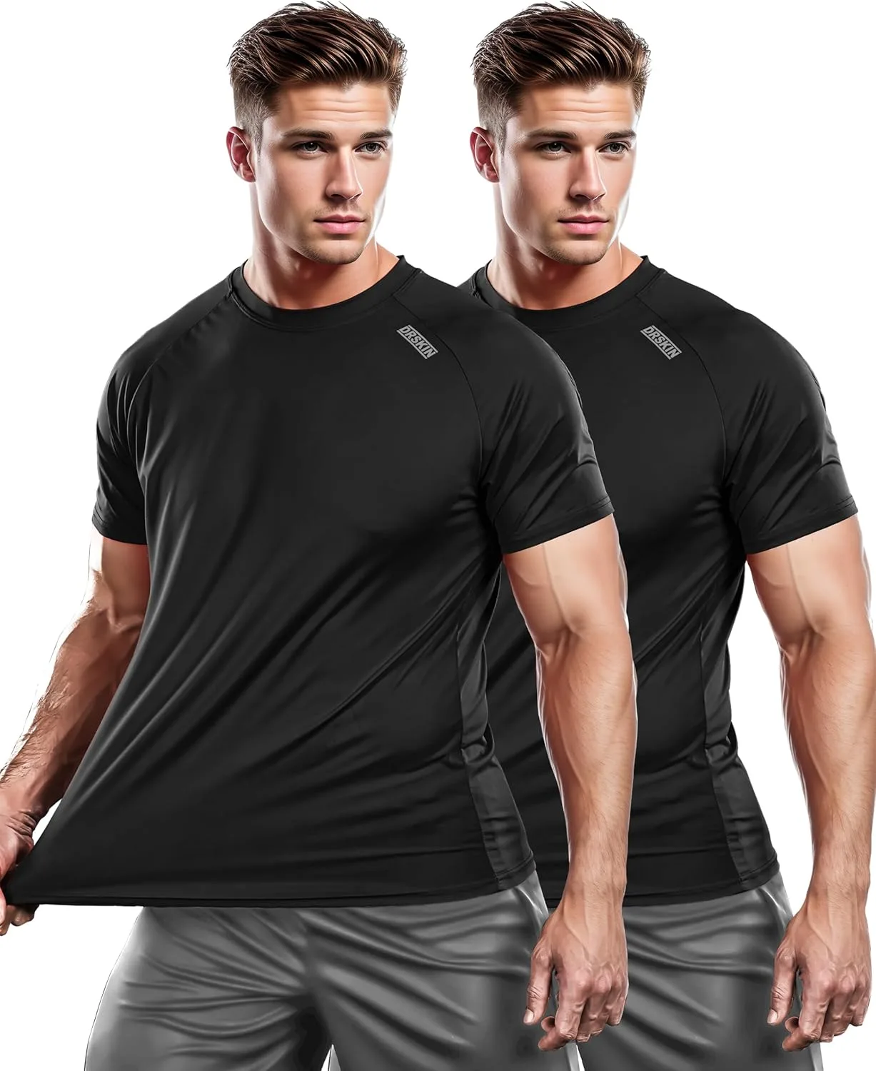 

DRSKIN мужская футболка с коротким рукавом, 2 или 1 шт, для бега и тренировок, быстросохнущая