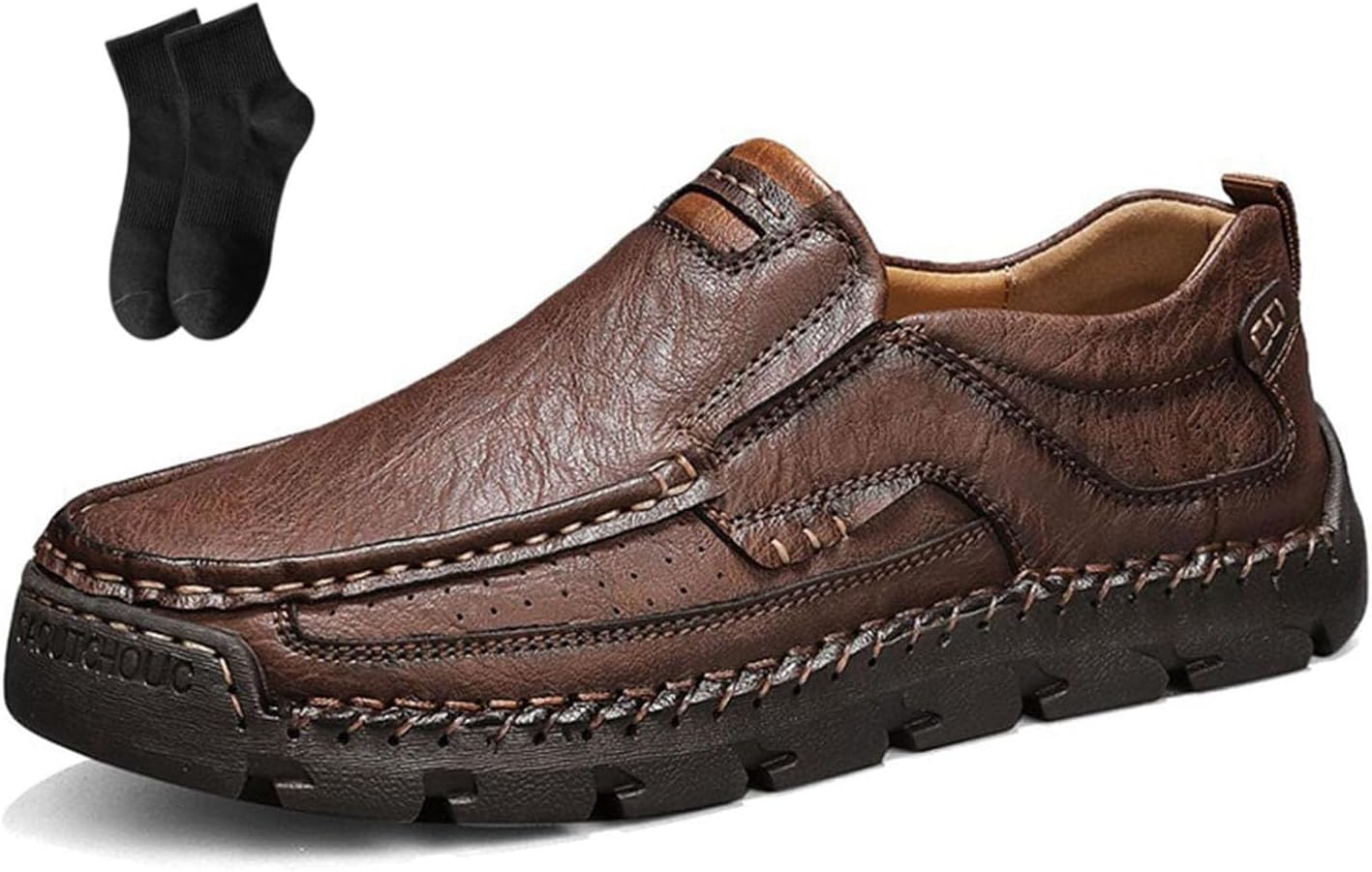 

Мужские ортопедические лоферы из натуральной коровьей кожи ручной работы - широкий носок, удобная обувь для мужчин, слипоны для вождения Noworfewer, темно-коричневый