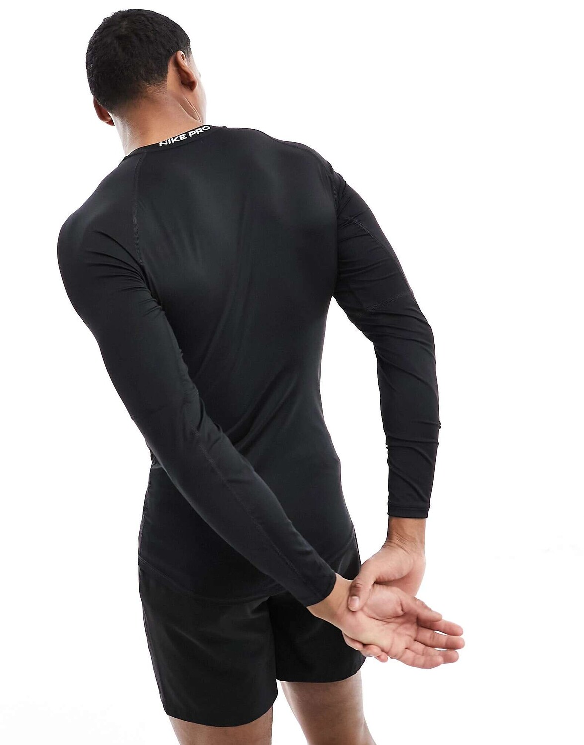 Черная футболка Nike Pro Training Swoosh Dri-Fit с бревенчатыми рукавами Nike — фото 3