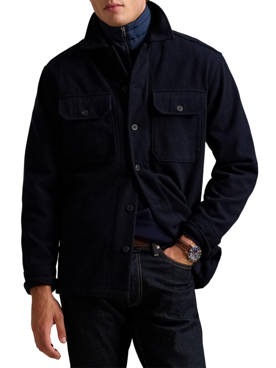 

Рубашка из практичного твила с добавлением шерсти Polo Ralph Lauren, цвет Collection Navy