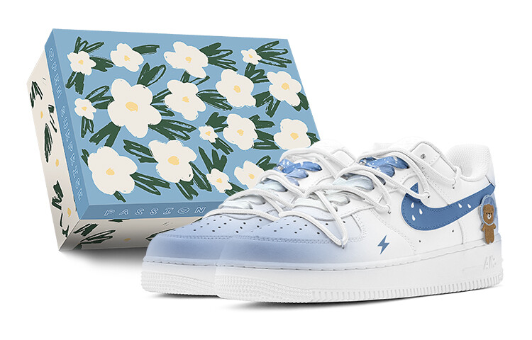 

Кроссовки Nike Air Force 1 Skateboarding Shoes Women's Low-top White, синий