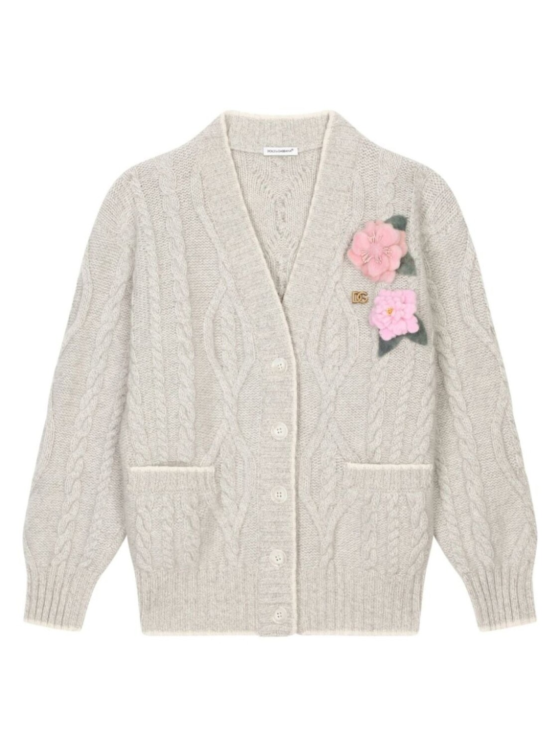 

Dolce & Gabbana Kids кардиган с цветочной аппликацией, нейтральный цвет