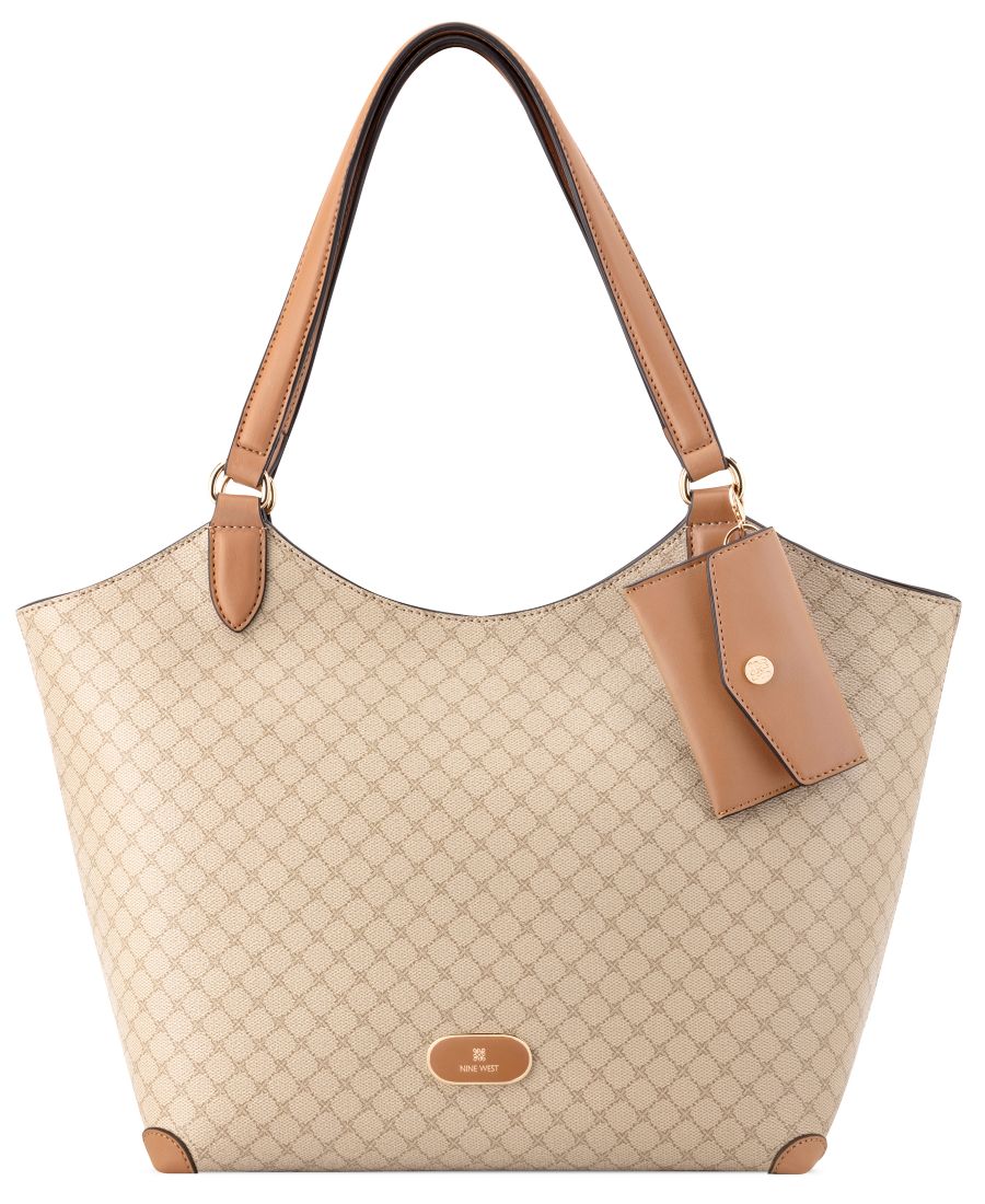 

Большая сумка-тоут Joani Nine West, New Khaki Logo/dark Camel