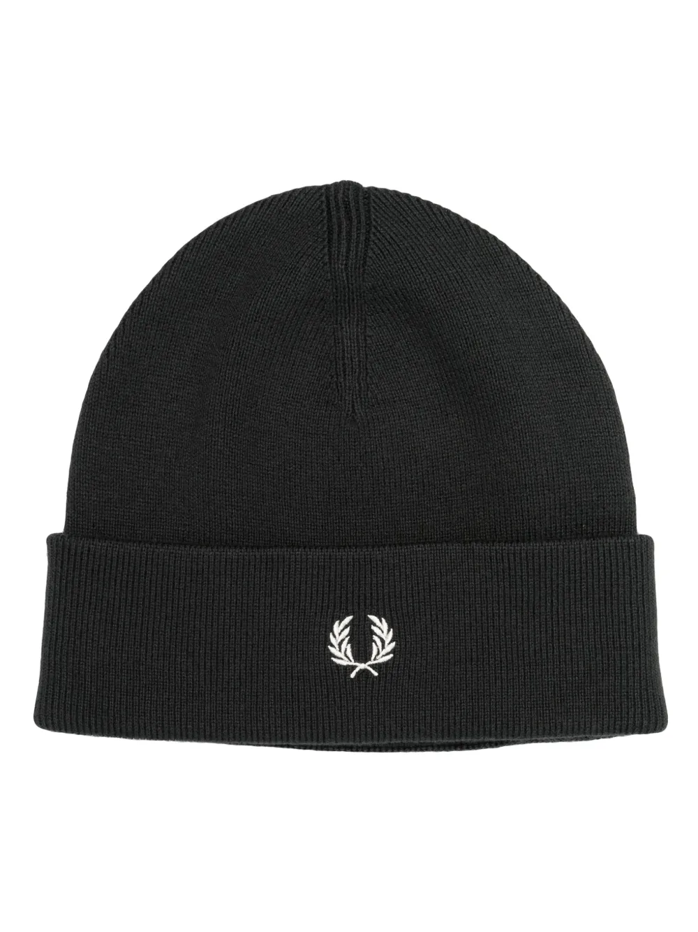 

Шапка бини в рубчик с вышитым логотипом Fred Perry, зеленый