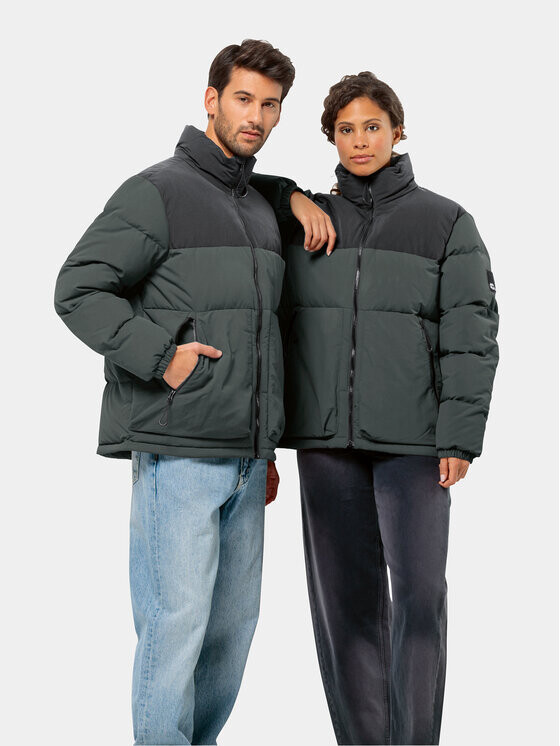 

Зеленый пуховик стандартного кроя Jack Wolfskin, серый