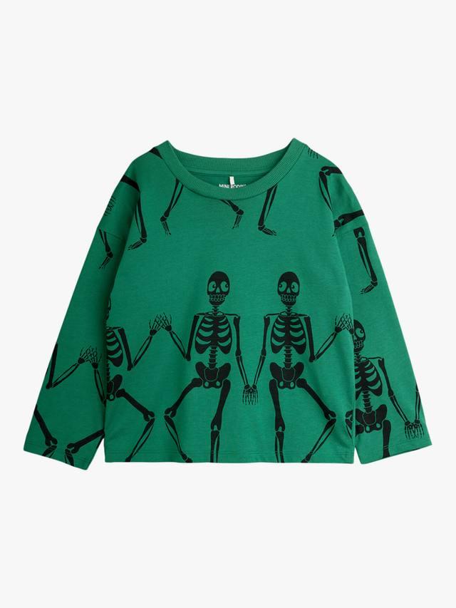 

Детская футболка с длинным рукавом с принтом скелета Mini Rodini, Green