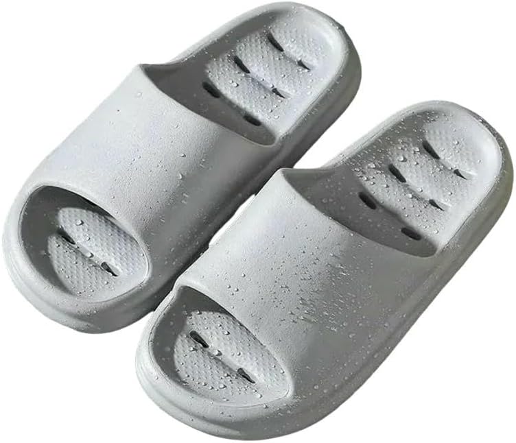 

Тапочки для ванной с дренажем, быстросохнущие шлепанцы для душа, мягкие, полые, унисекс, противоскользящие шлепки EVA Dmmwcx, серый