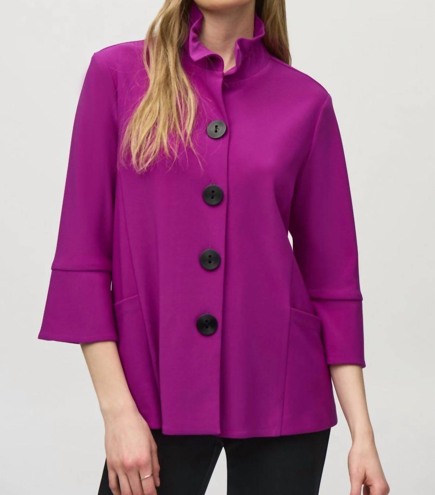 

Жакет трапеция с плиссированным воротником и рукавом 3/4 Empress Joseph Ribkoff, Empress