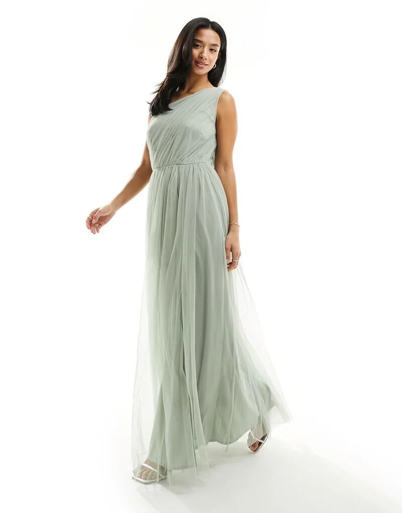 

Зеленое платье макси из тюля на одно плечо Anaya Bridesmaid