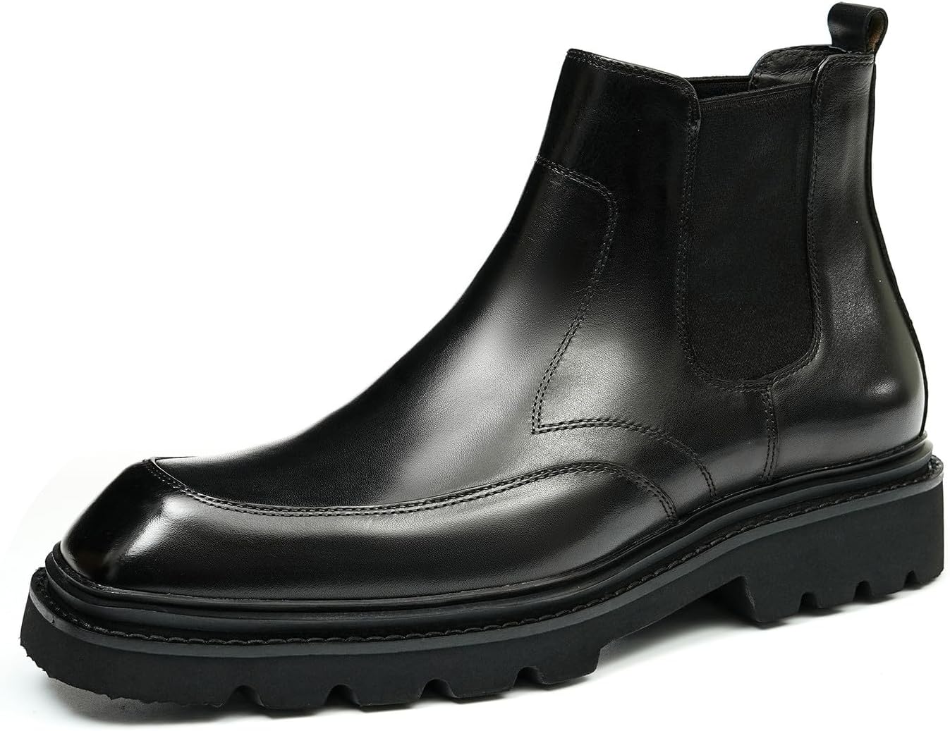 

Мужские ботинки Santimon Chelsea, формальные ботинки до щиколотки, из натуральной кожи, с простым носком, для выпускного, модные ботинки для смокинга, свадьбы, делового и повседневного стиля, легкие зимние ботинки, черный