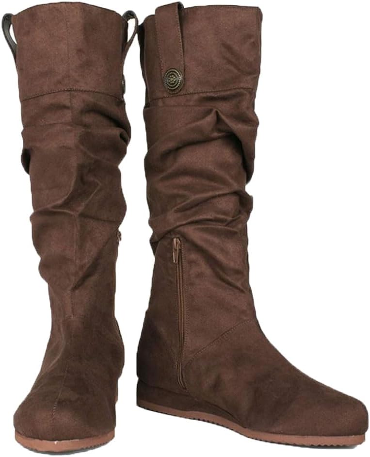 

Средневековые сапоги Ренессанс с длинным голенищем из искусственной кожи, рыцарские ботинки с плоской подошвой, пиратские зимние сапоги для мужчин и женщин, костюм для косплея Yumali, коричневый