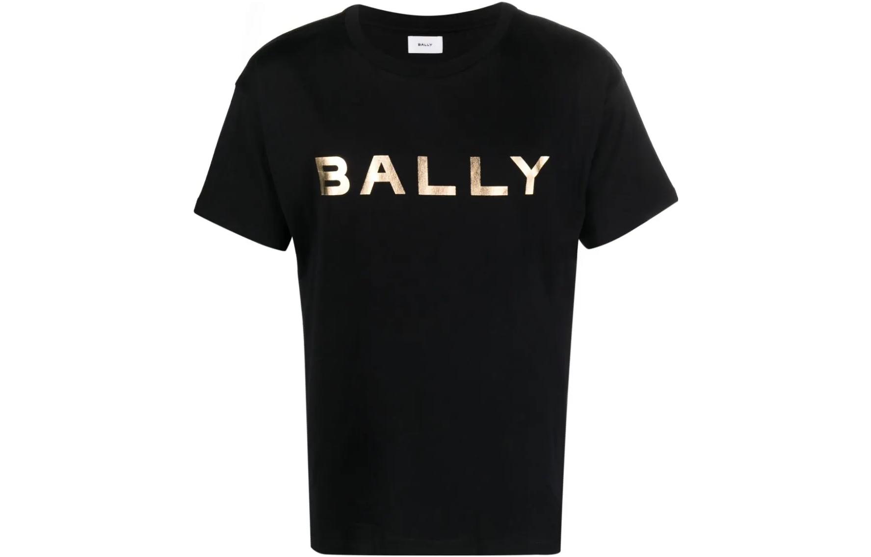 

Футболка хлопковая с металлическим логотипом BALLY, черная