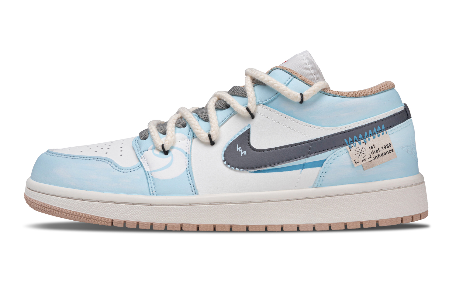 

Air 1 устойчивые к истиранию низкие баскетбольные кроссовки мужские Jordan, Light Cyan