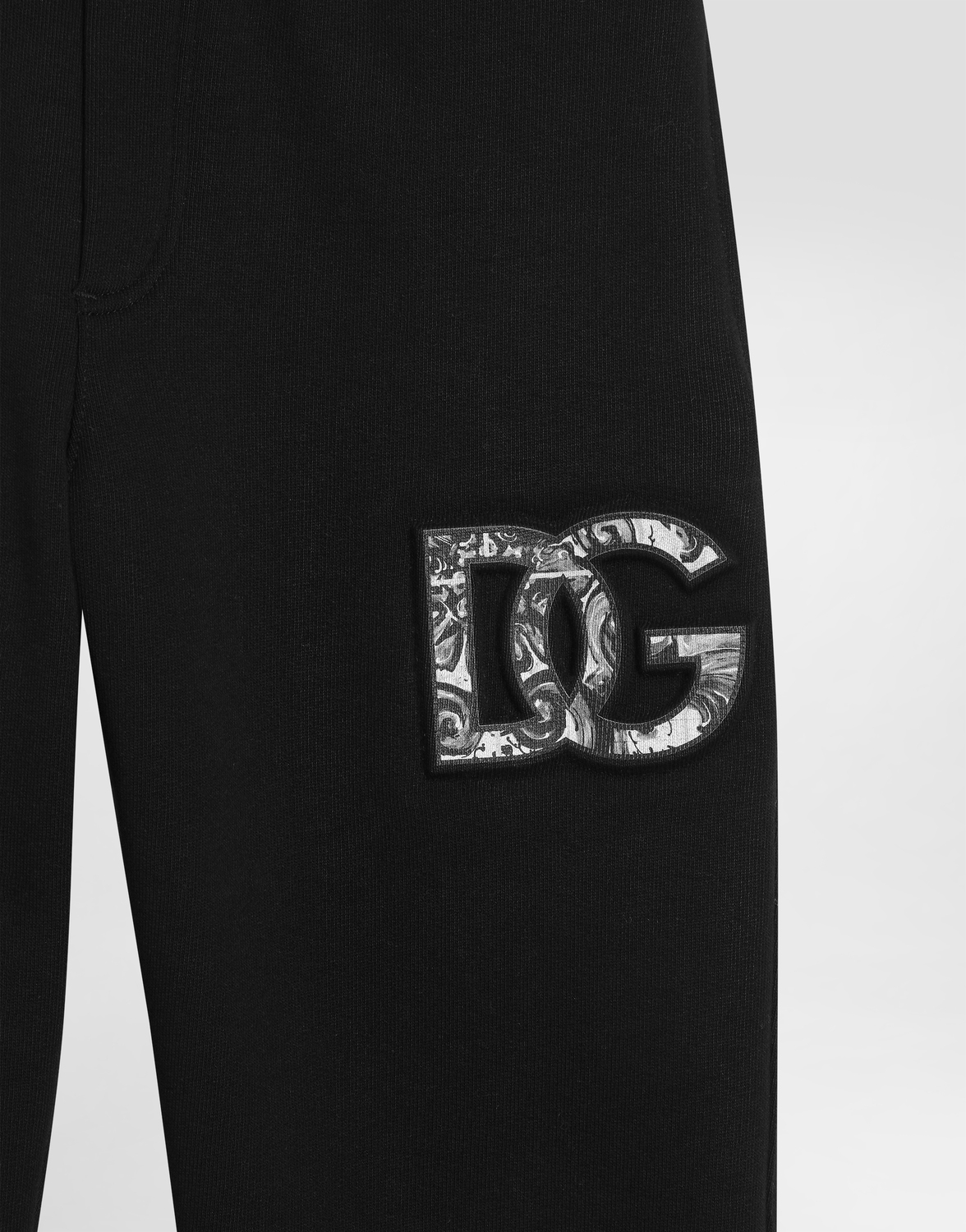 Флисовые брюки с тисненным логотипом DG в майоликовом принте Dolce&Gabbana, черный — фото 3