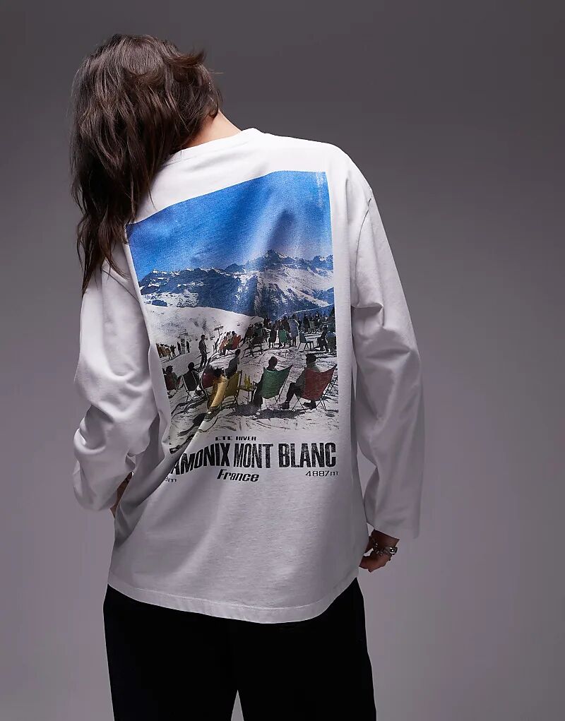 

Футболка с длинными рукавами и графическим принтом Chamonix белого цвета Topshop