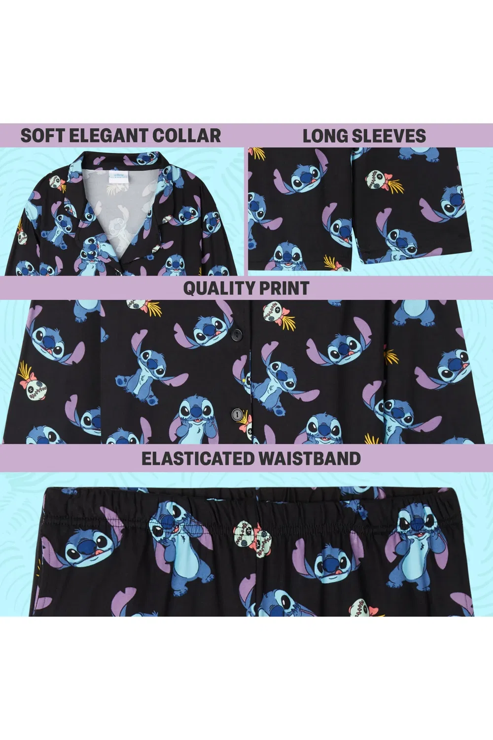 Пижама Stitch Disney, черный — фото 3