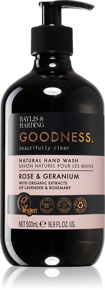 

Натуральное жидкое мыло для рук Goodness Rose & Geranium Baylis & Harding, 500 мл