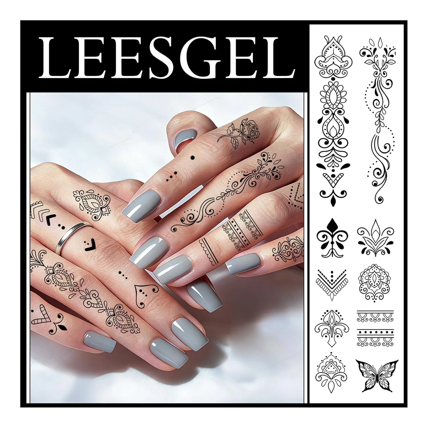 Временные татуировки Leesgel для взрослых, 4 листа Leesgel, Multi-Coloured