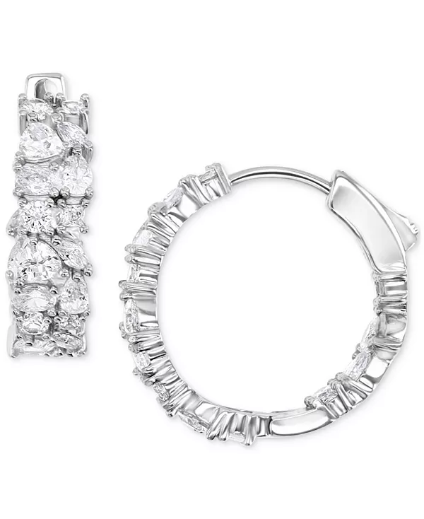 

Маленькие серьги-кольца из кубических цирконий смешанной огранки, 0,75 дюйма Macy'S, silver