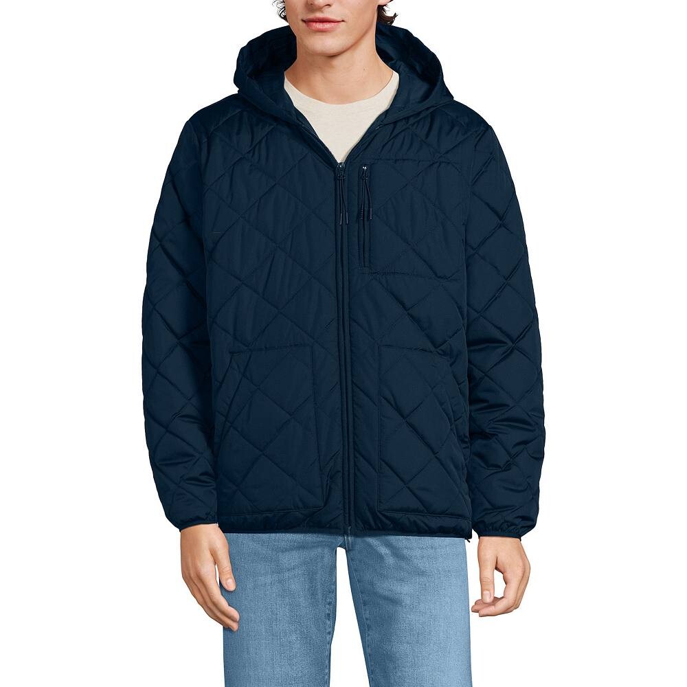

Мужская стеганая куртка с капюшоном Lands' End Diamond, цвет Radiant Navy