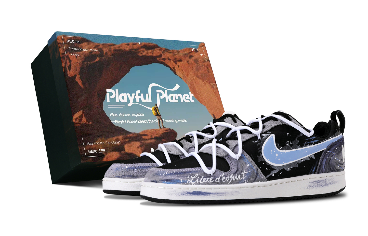 

Nike Кроссовки для скейтбординга Court Borough Abrasion Resistant Low top мужские Black Gray Blue