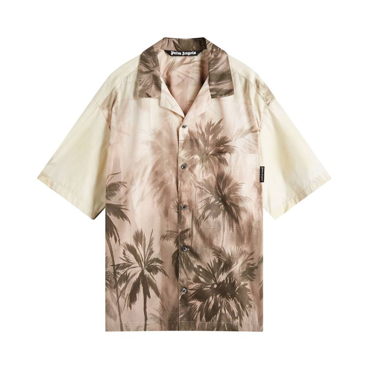 

Рубашка Palm Angels Sunset Palms Bowling Shirt 'Beige', желто-коричневый