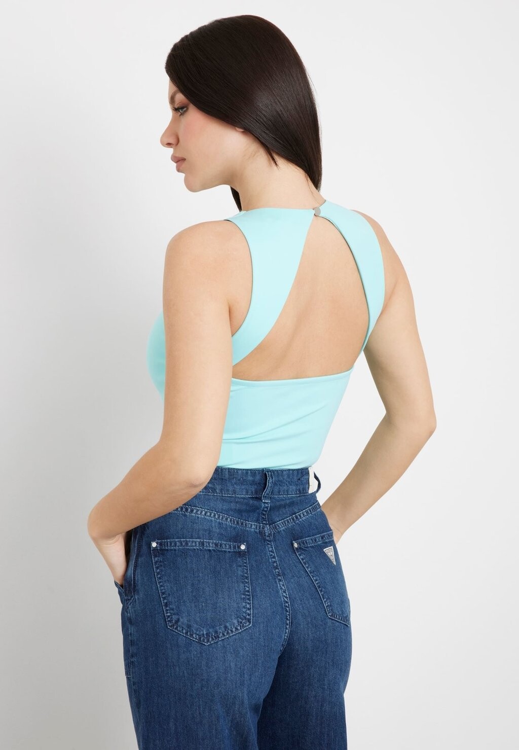 

Блуза Sl Mora Cut Out Back Guess, небесно-голубой