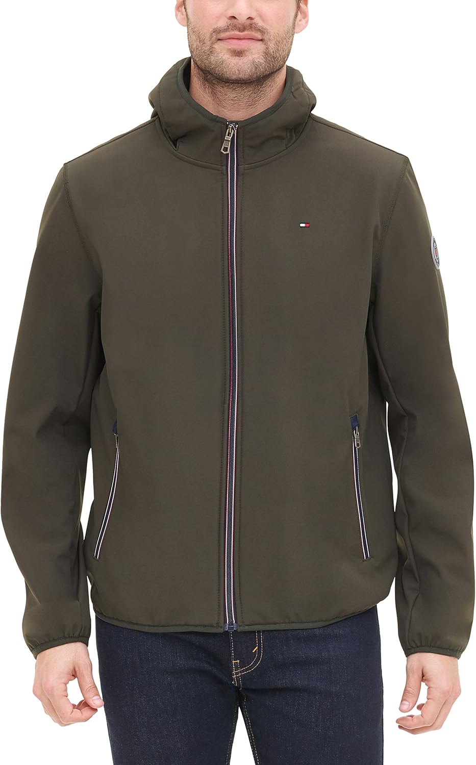 

Мужская легкая водонепроницаемая дышащая куртка софтшелл с капюшоном от Tommy Hilfiger, Olive