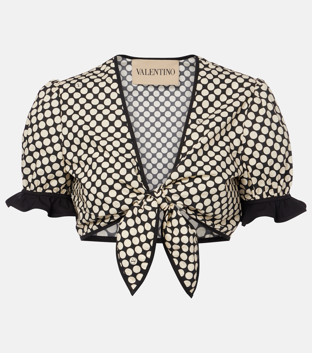 

Плюс де Пуа хлопковый поплин укороченный топ Valentino, Nero/Bianco
