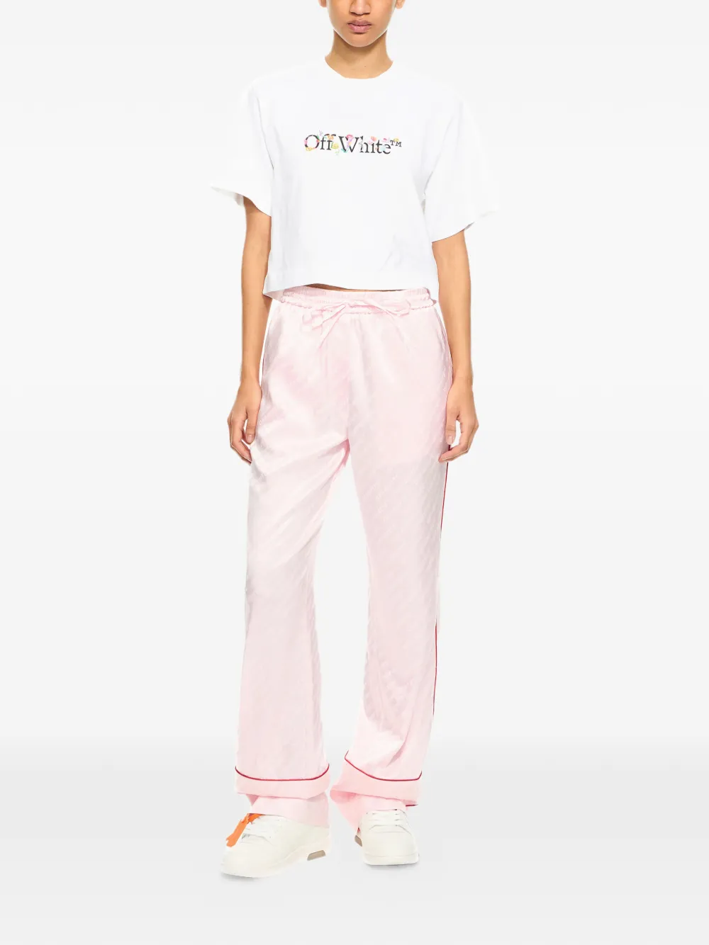 Брюки-пижамы из жаккардового сатина Off-White, розовый — фото 2