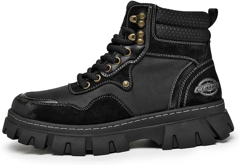 

Мужские высокие модные спортивные ботинки, повседневная спортивная обувь, дышащие, противоскользящие туристические ботинки Lhyxu, черный