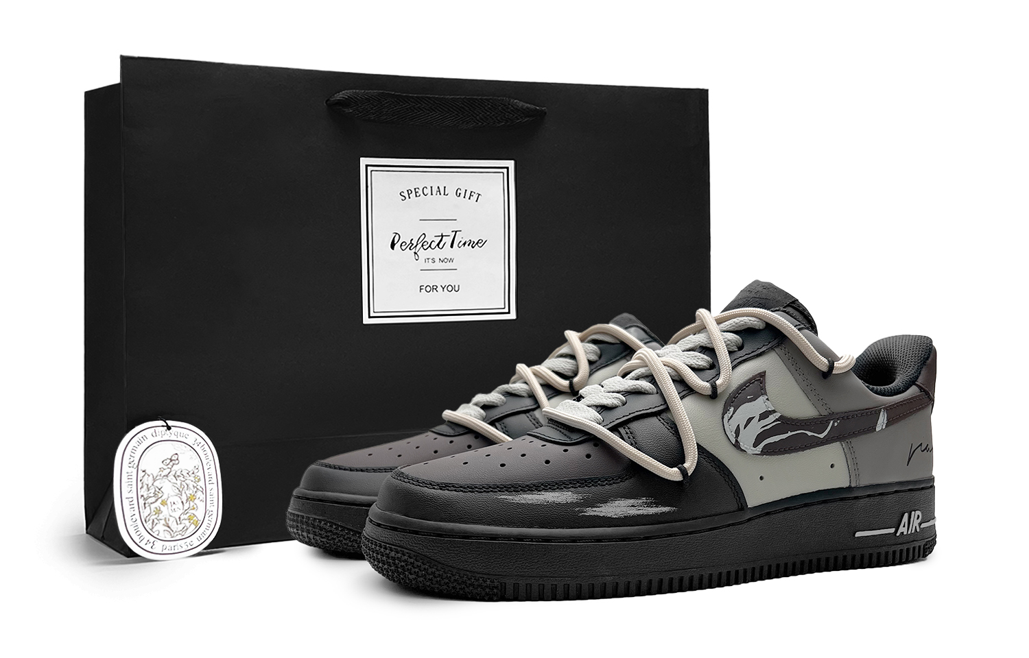 Nike Женские противоскользящие износостойкие низкие скейтерские кеды Air Force 1 коричнево-черные, цвет Brown Black