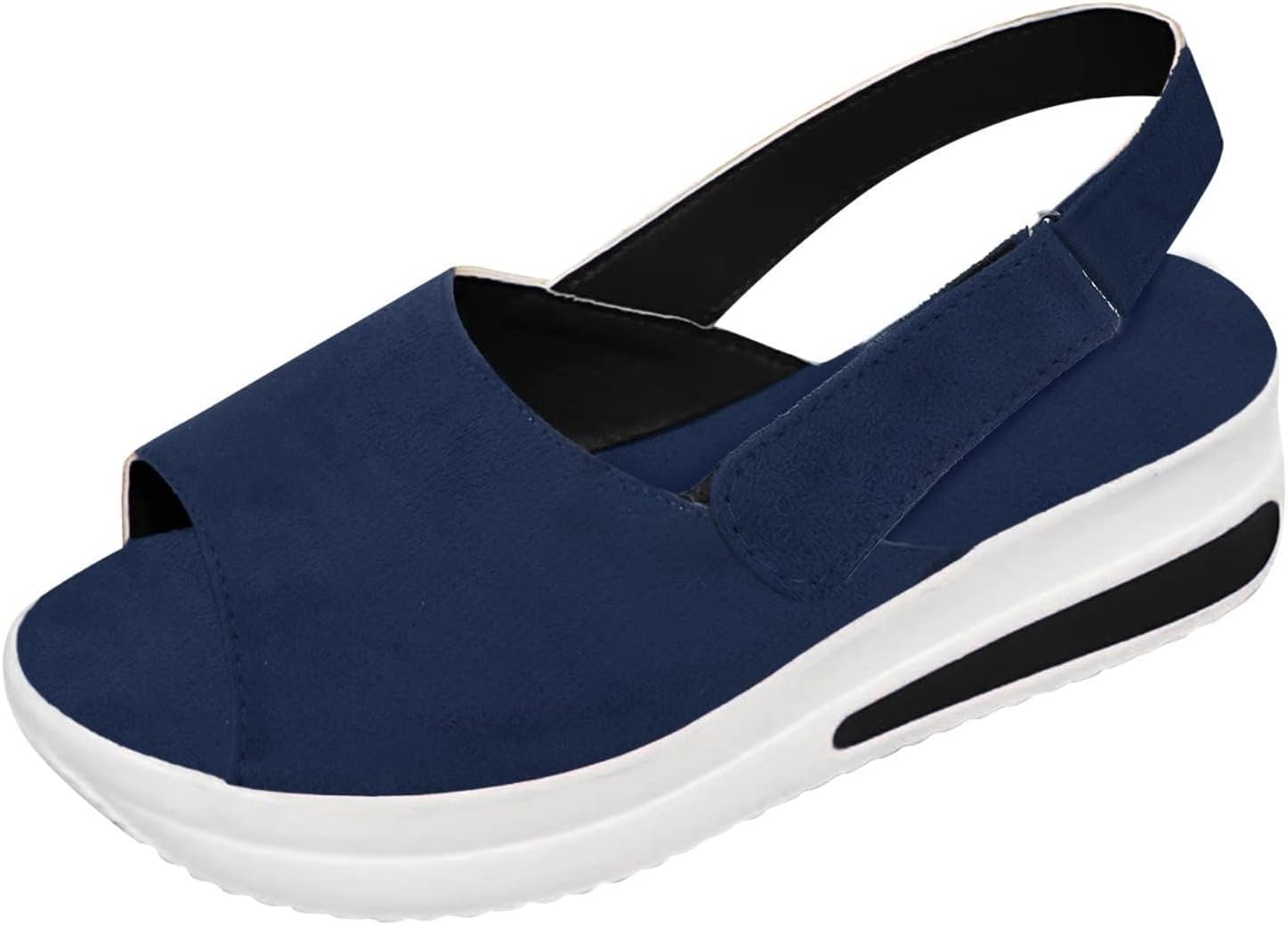 

Женские сандалии на платформе, летние открытые сандалии с открытым носком, повседневные сандалии на плоской подошве, сандалии-эспадрильи с пряжкой на щиколотке, удобные, нескользящие пляжные тапочки Generic, синий