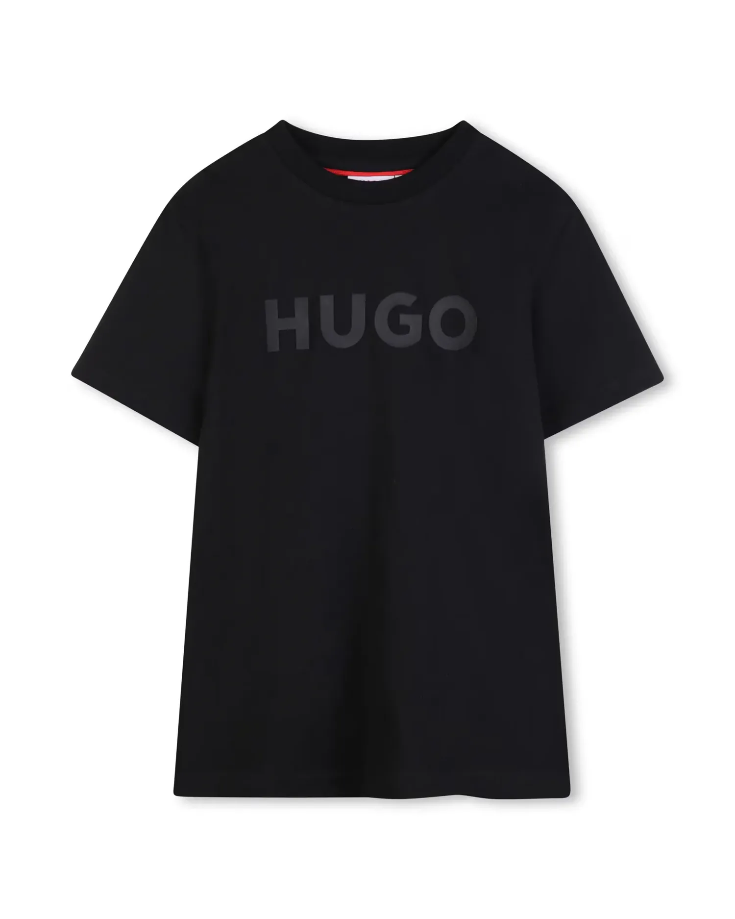 Детская футболка с коротким рукавом из однотонного хлопка Hugo, черный