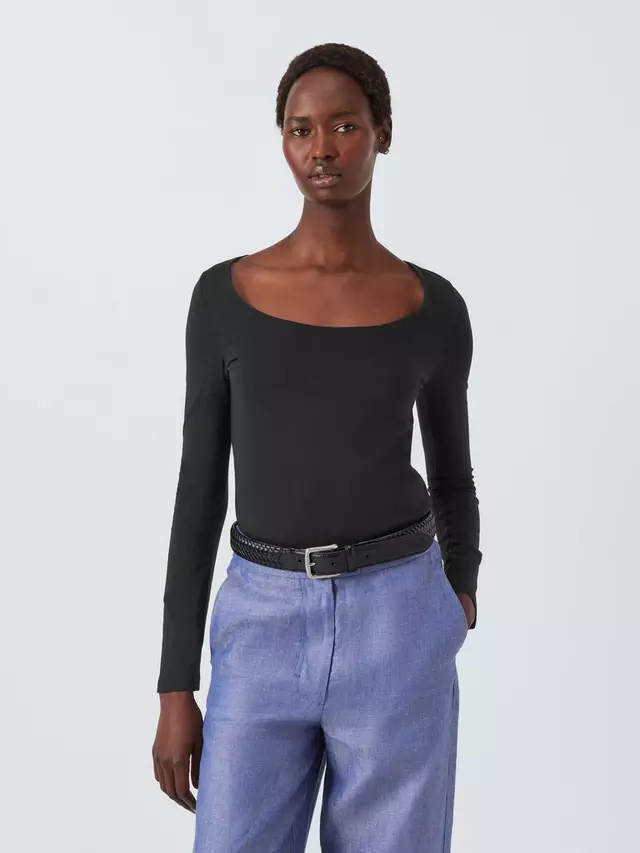 

Топ John Lewis Scoop Neck Cotton, черный