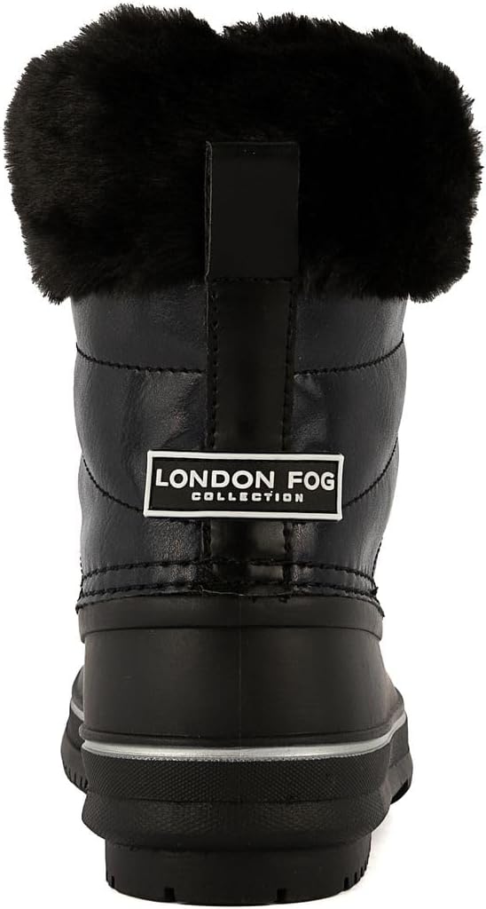 Ботинки LONDON FOG Girls Bell Court для холодной погоды с теплой подкладкой и защитой от снега, черный — фото 3