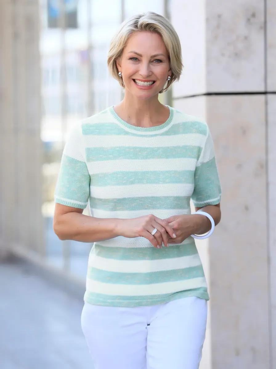 

Свитер с короткими рукавами Classic Basics "Пуловер", цвет Aquamarin-Weiß-Geringelt