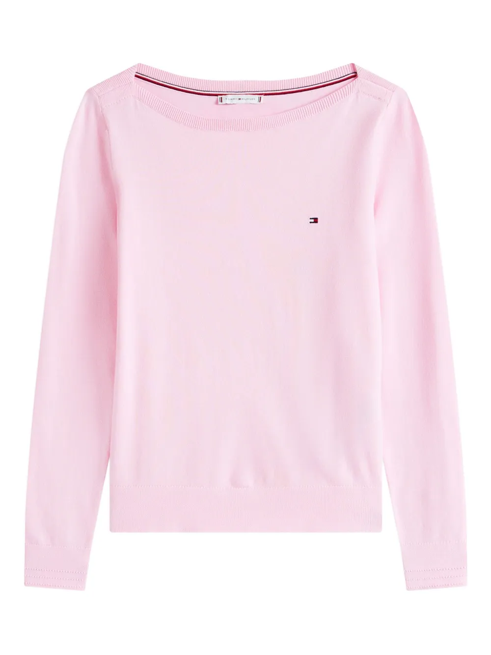 

Хлопковый свитер с вырезом-лодочкой Tommy Hilfiger, розовый