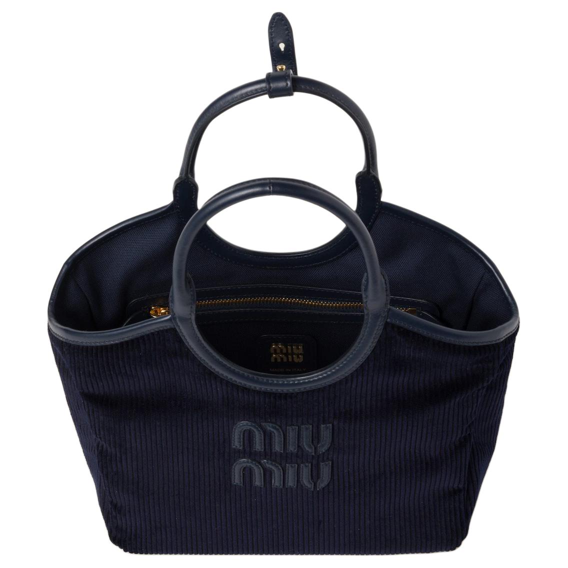 Сумка через плечо из ткани женская морская синяя MIU MIU — фото 4