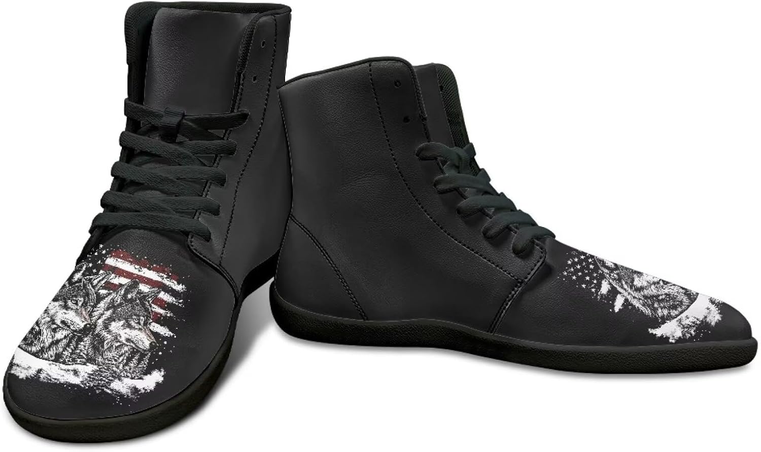 

Мужские кроссовки из искусственной кожи PU, широкий носок, для ходьбы, высокие повседневные туфли, противоскользящие, с нулевым перепадом, спортивные кроссовки для взрослых, размеры US 5-14 Qoiuvncy, Wolf Us Flag